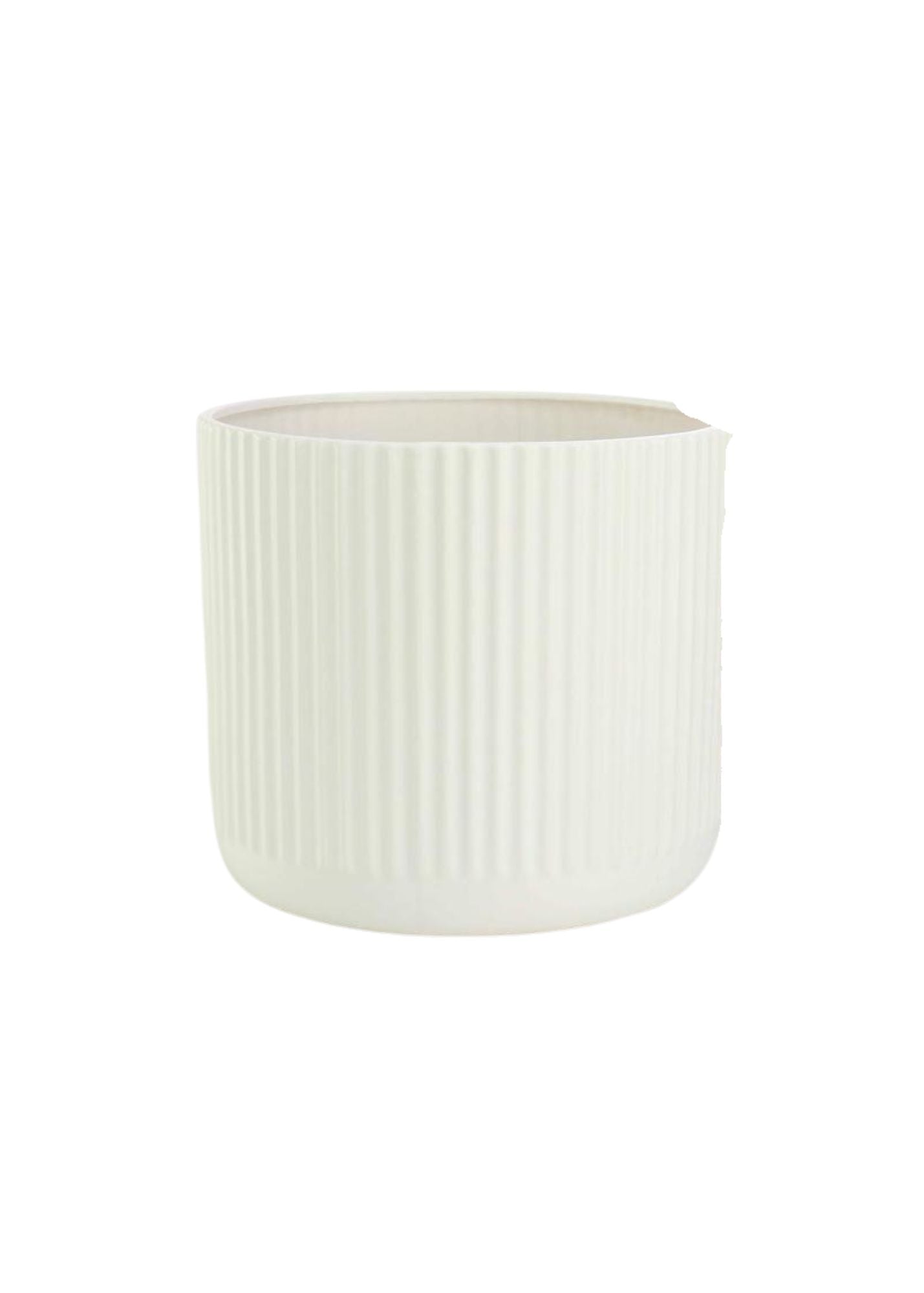 Large Ribbed Pot | Matte White