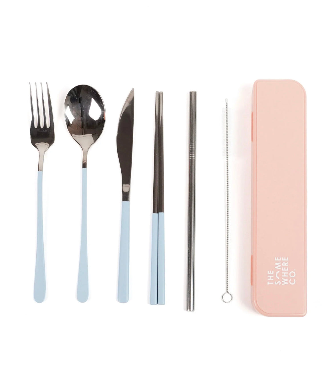 Cutlery Kit | Silver with Powder Blue Handle