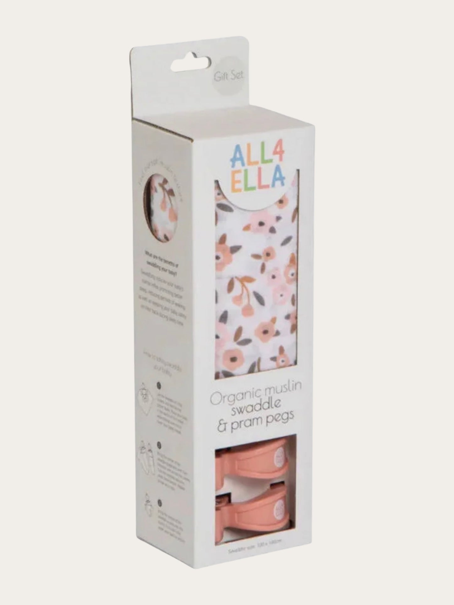 Organic Cotton Muslin Swaddle & Pram Pegs - Floral Bouquet