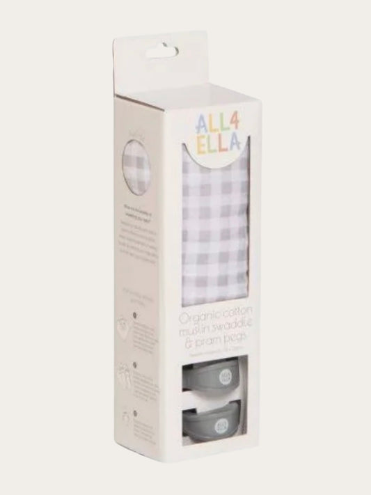 Organic Cotton Muslin Swaddle & Pram Pegs