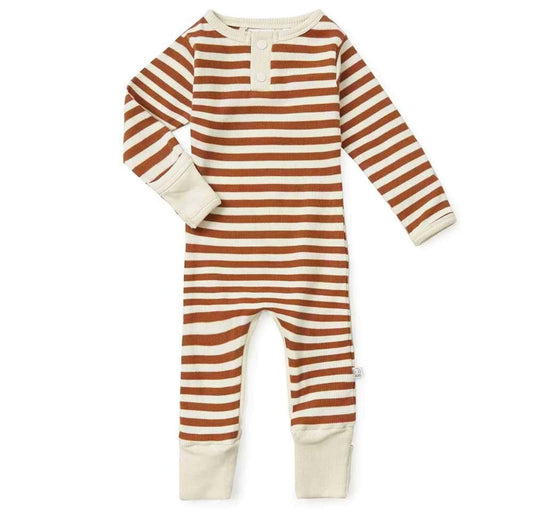 Organic Growsuit | Biscuit Striped