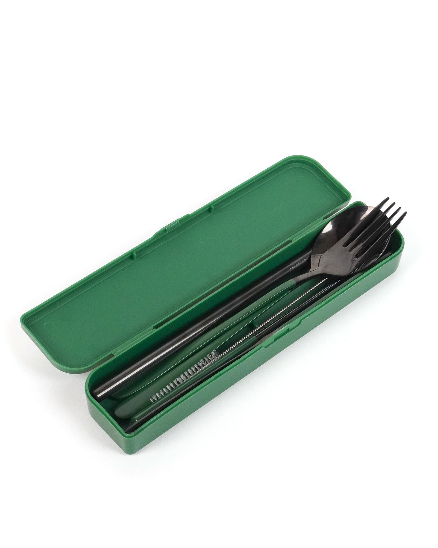 Cutlery Kit | Black with Forest Green Handles